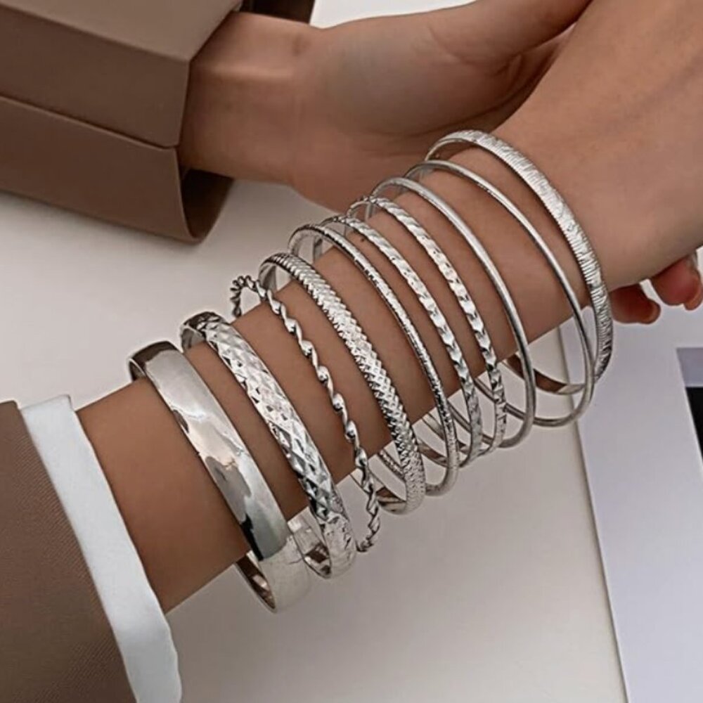 10pcs Stainless Steel Dainty Layered Bracelets